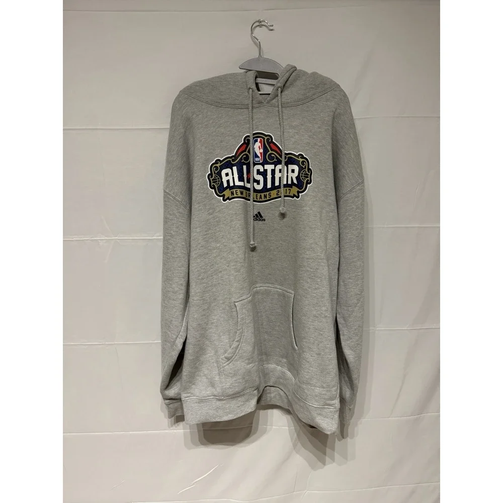 adidas Gray All-Star Pullover Hoodie with Graphic Logo